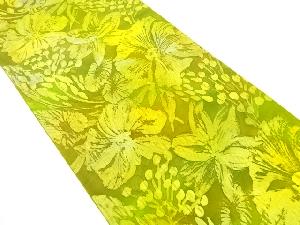 纐纈　草花模様　暈し　全通袋帯